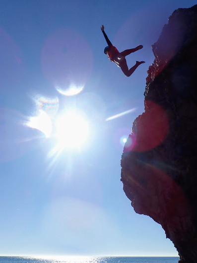 a man flying through the air