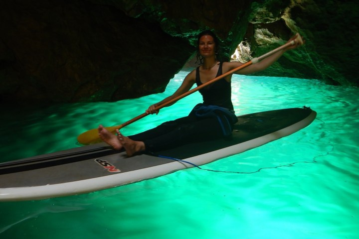 a person in a pool of water